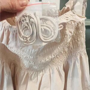 H&M poplin tube dress with attachable straps cream